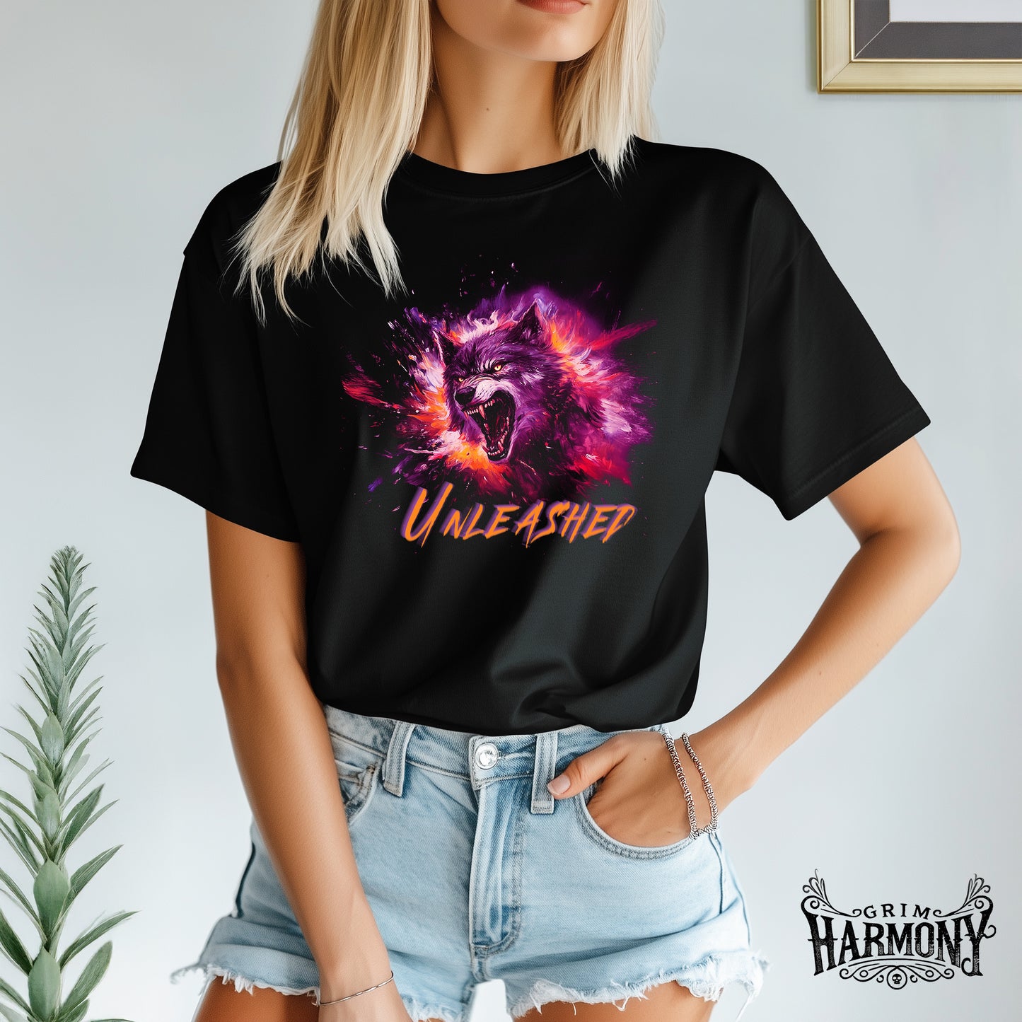 Unleashed Wolf T-Shirt by Grim Harmony | Fierce & Vibrant Streetwear