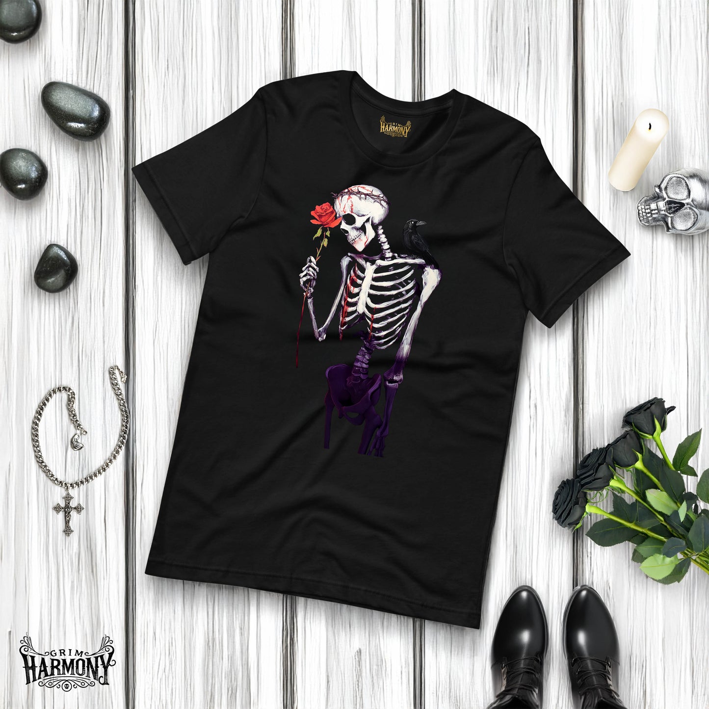 Grim Harmony “Eternal Bloom” T-shirt – Gothic Elegance and Symbolic Art