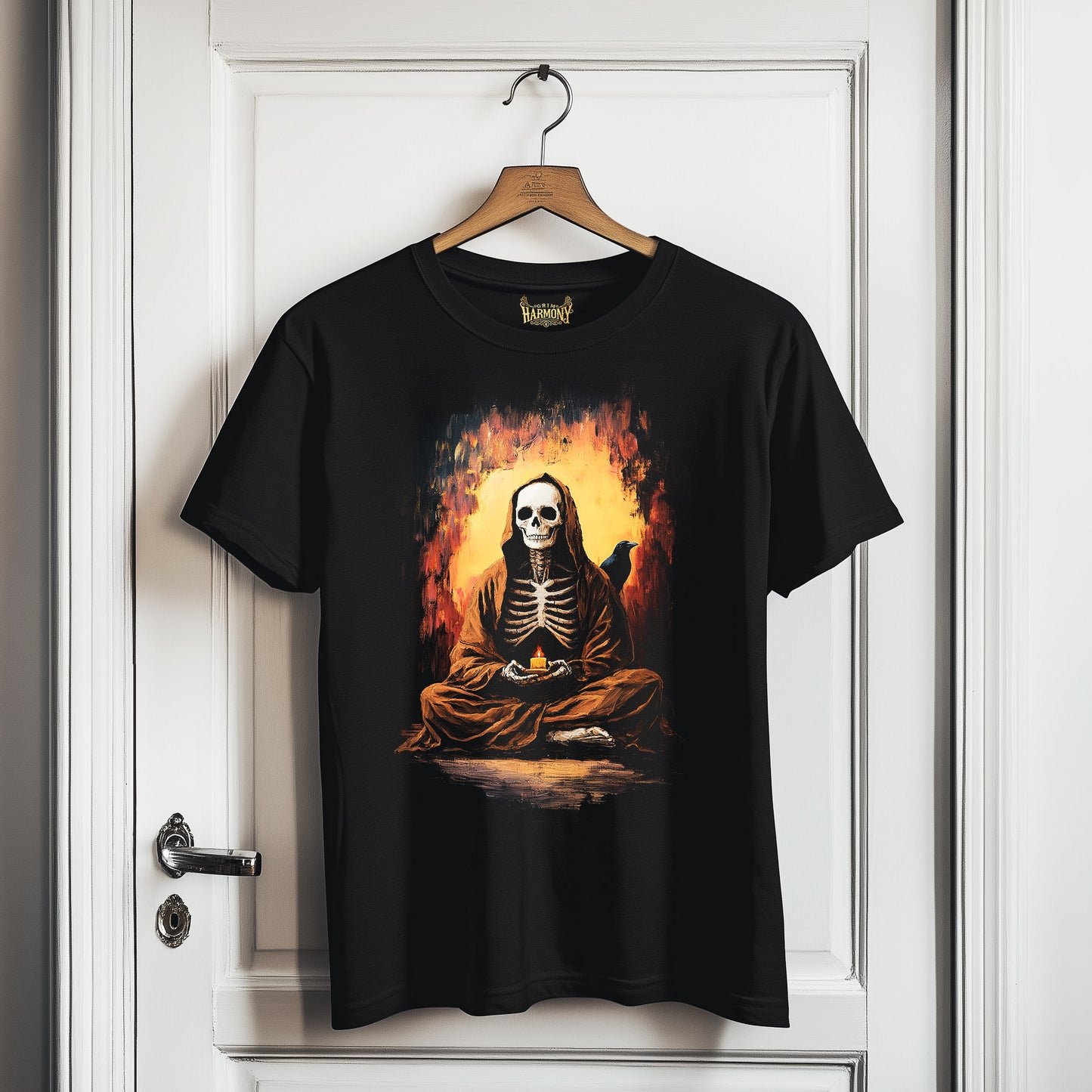 Grim Harmony “Candlelit Reaper” T-shirt – Gothic Art with Haunting Elegance