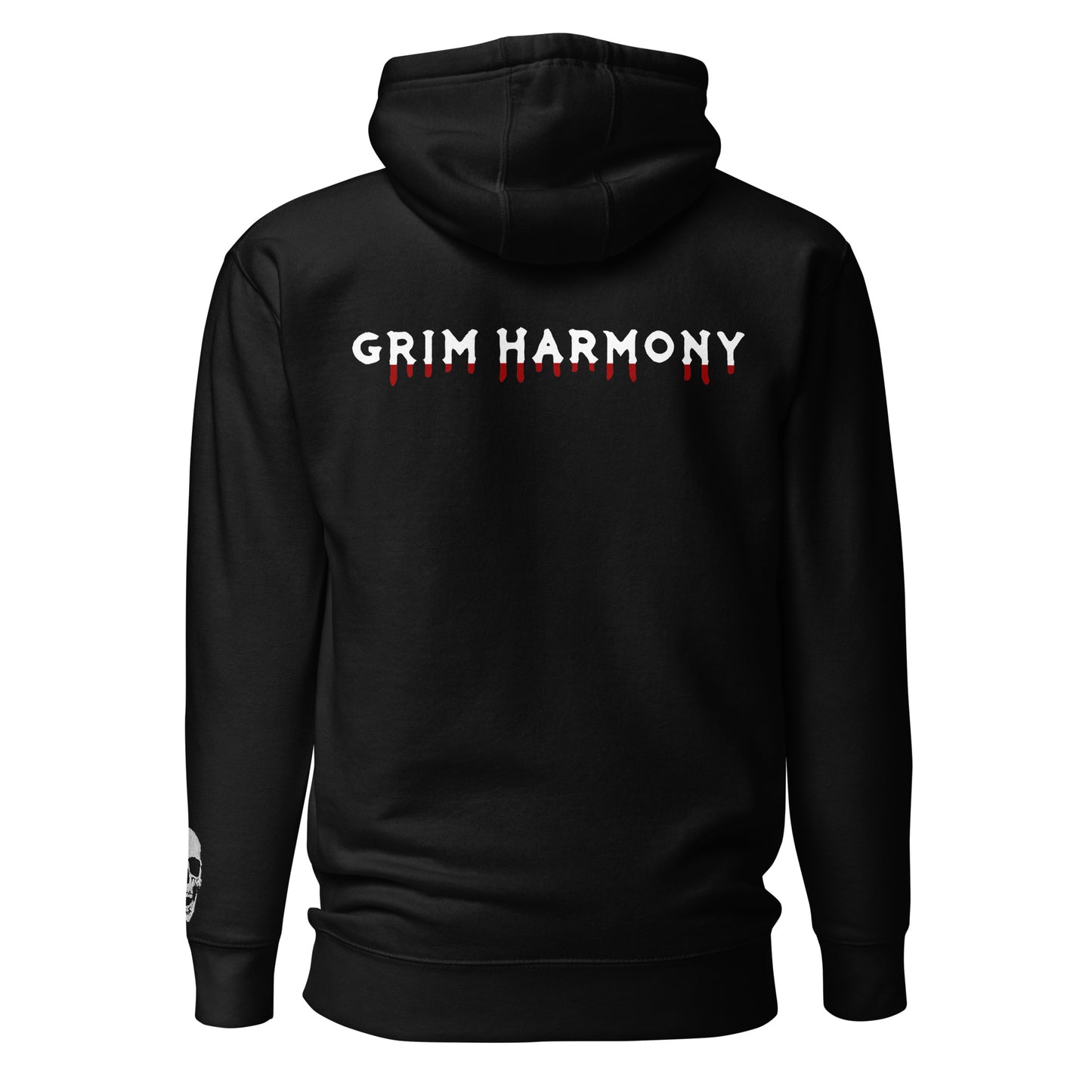 Grim Harmony “Crimson Skull” Premium Hoodie – Gothic Minimalism with Bold Details