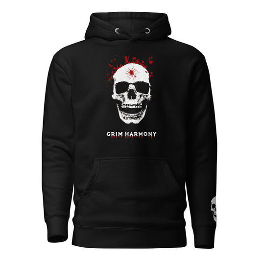 Grim Harmony “Crimson Skull” Premium Hoodie – Gothic Minimalism with Bold Details