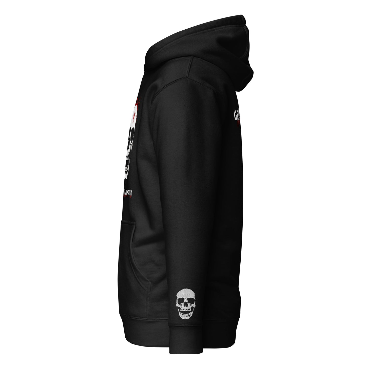 Grim Harmony “Crimson Skull” Premium Hoodie – Gothic Minimalism with Bold Details