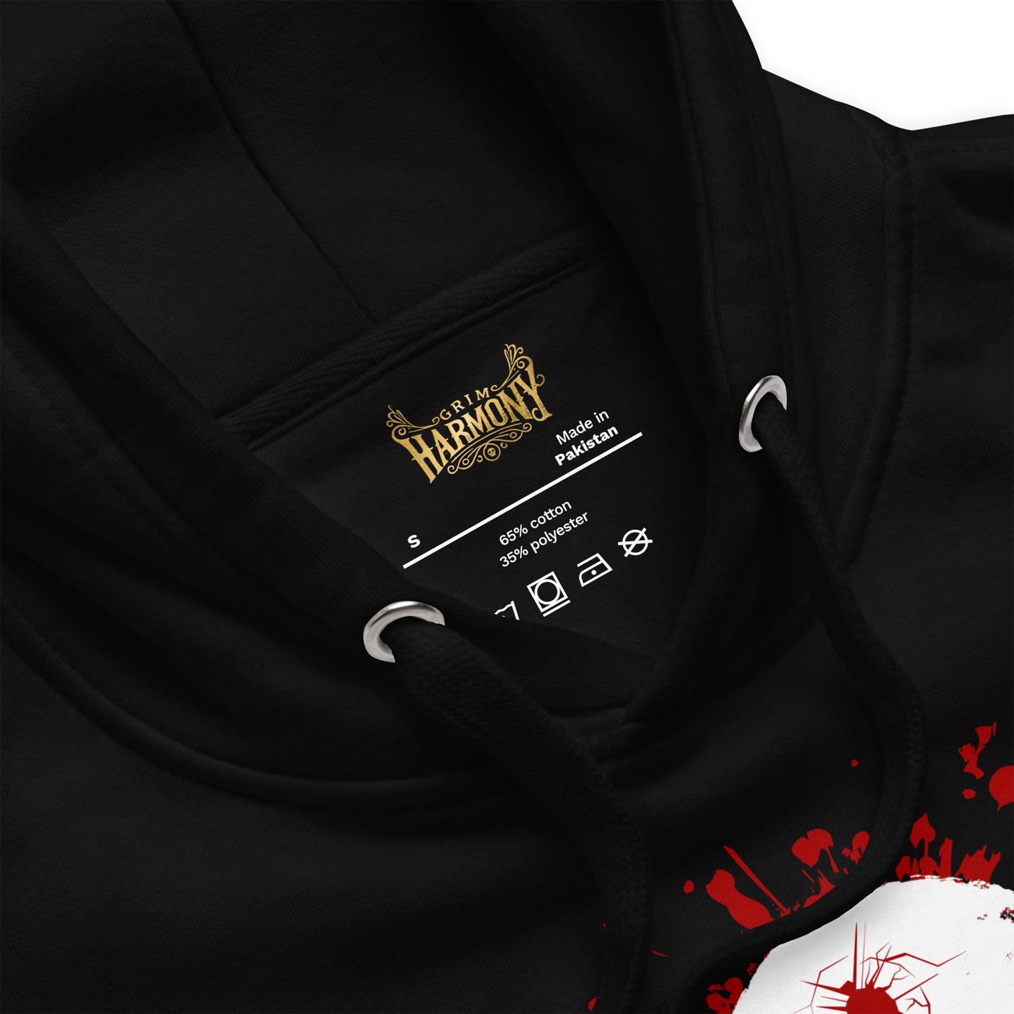 Grim Harmony “Crimson Skull” Premium Hoodie – Gothic Minimalism with Bold Details