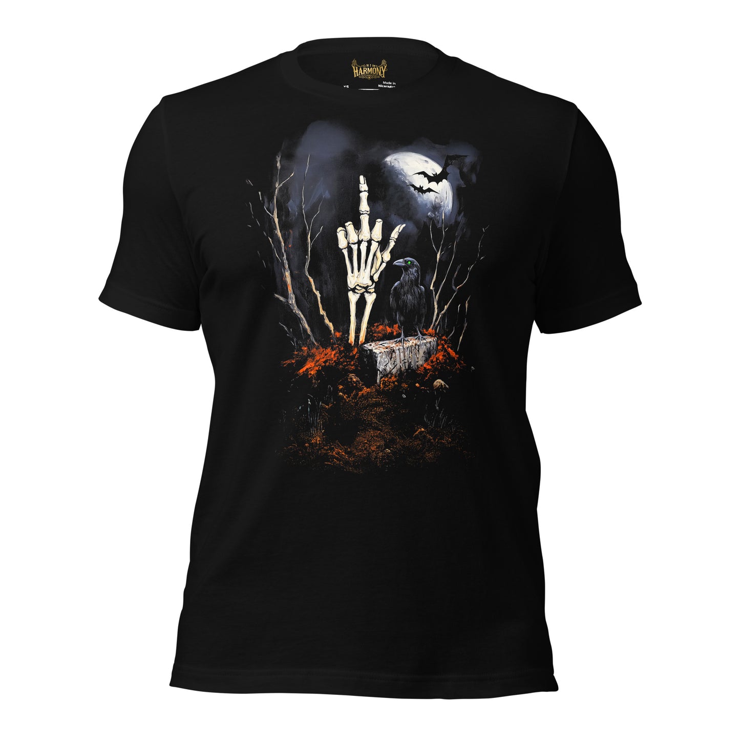 Grim Harmony “Raven’s Repose” T-shirt – Gothic Art with Haunting Forest Elegance