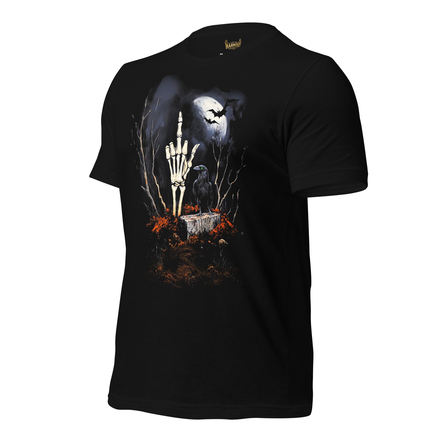 Grim Harmony “Raven’s Repose” T-shirt – Gothic Art with Haunting Forest Elegance