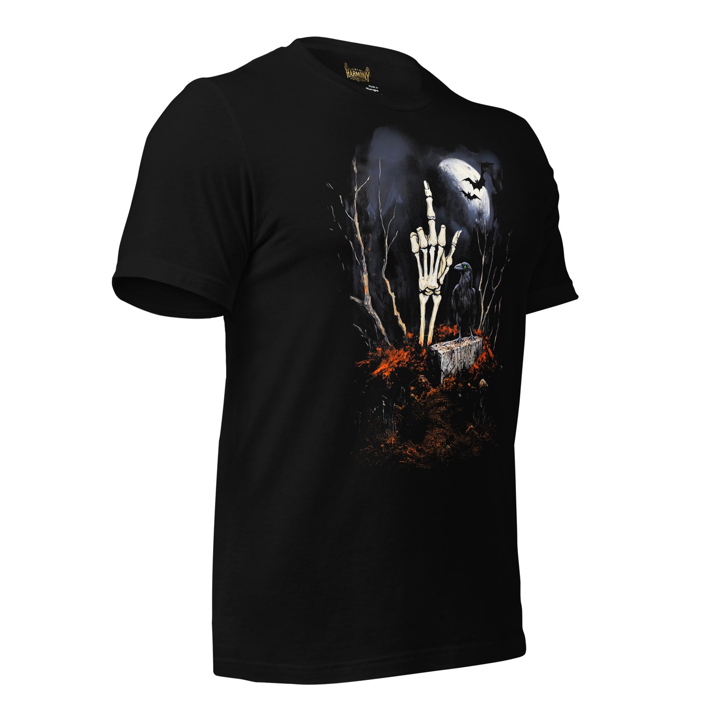 Grim Harmony “Raven’s Repose” T-shirt – Gothic Art with Haunting Forest Elegance